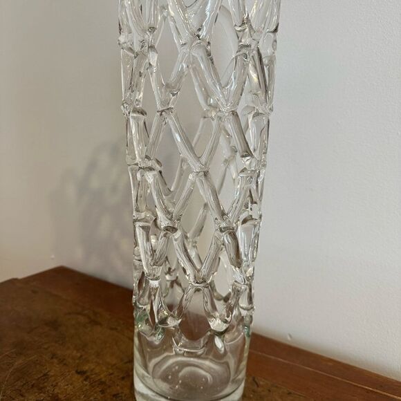 Vintage Italian Lattice Cut Glass Tall Vase - Picture 10 of 10